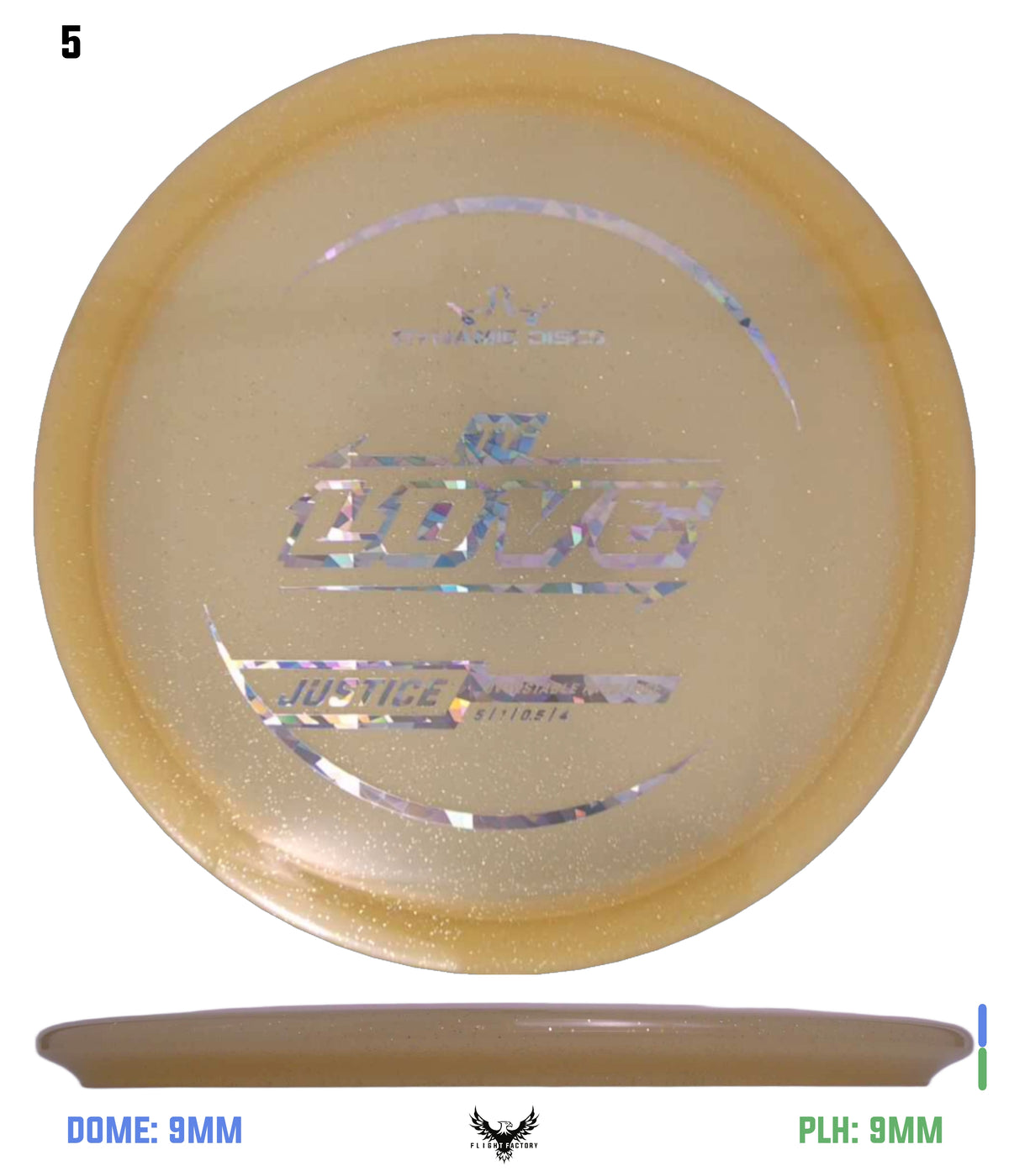 Dynamic Discs Lucid Gold Metal Flake Justice - Ty Love TS (2025)