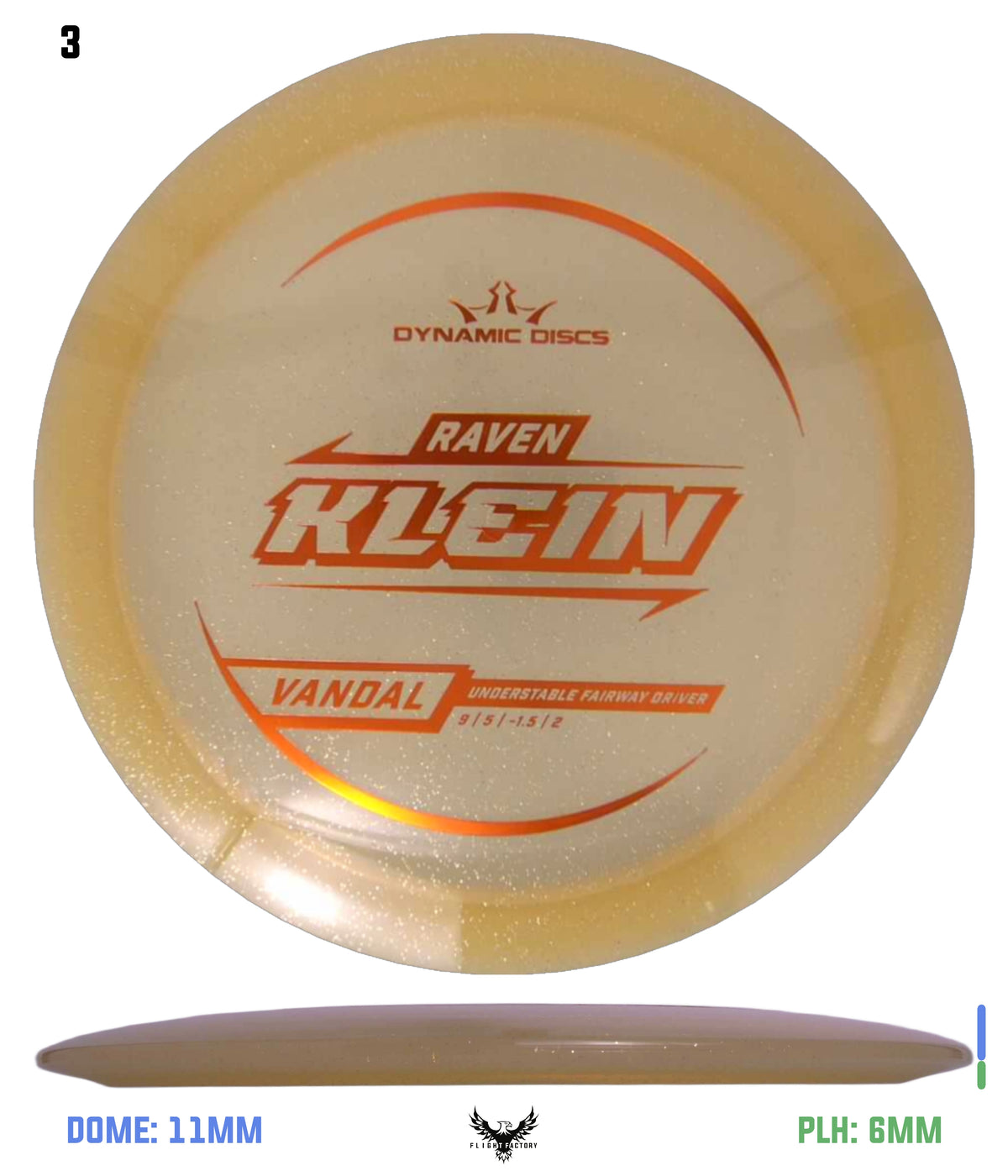 Dynamic Discs Lucid Gold Metal Flake Vandal - Raven Klein TS (2025)