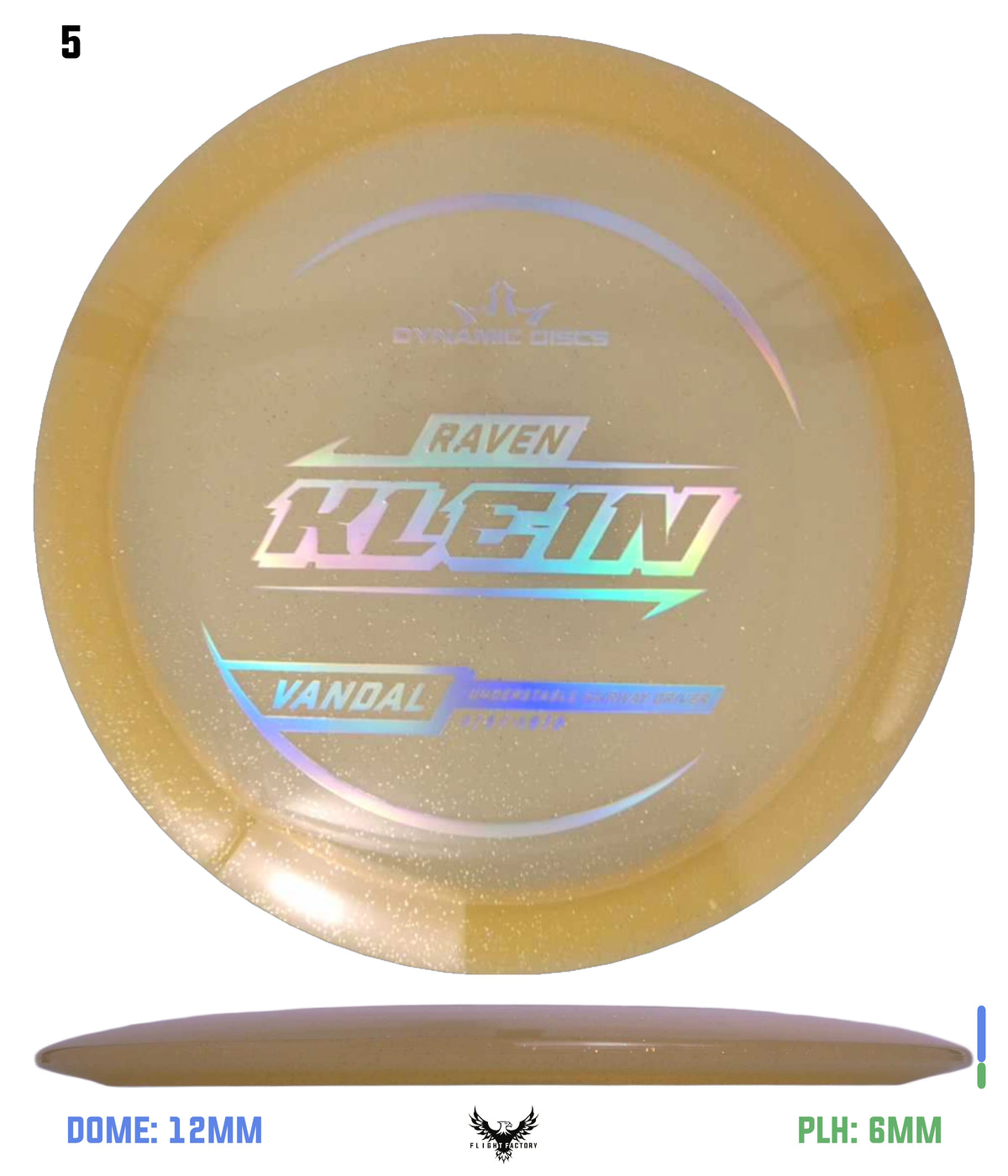 Dynamic Discs Lucid Gold Metal Flake Vandal - Raven Klein TS (2025)