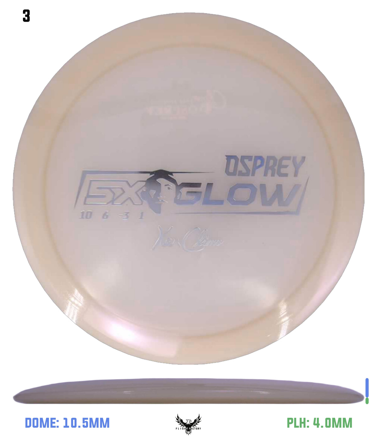 Climo Disc Golf 5x Glow Osprey (PRE-ORDER) Silver 177.4g