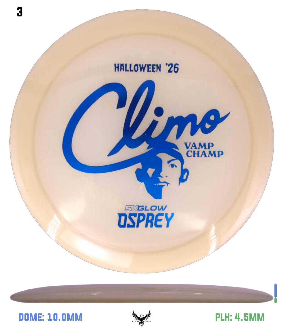 Climo Disc Golf Creature Feature 5x Glow Osprey (PRE-ORDER) Blue 175.8g