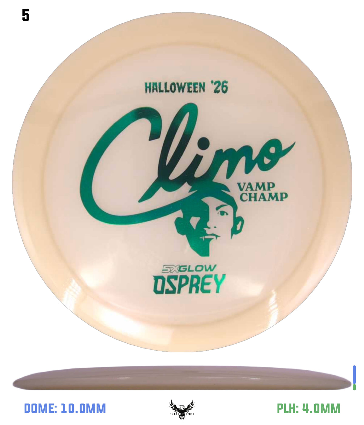 Climo Disc Golf Creature Feature 5x Glow Osprey (PRE-ORDER) Green 176.5g