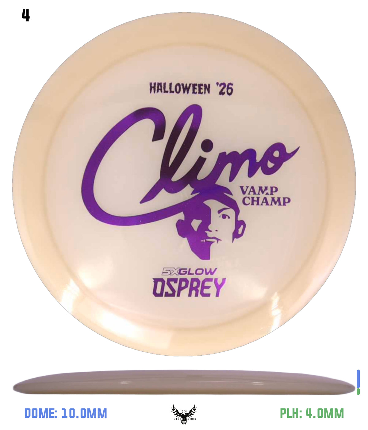 Climo Disc Golf Creature Feature 5x Glow Osprey (PRE-ORDER) Purple 176.1g