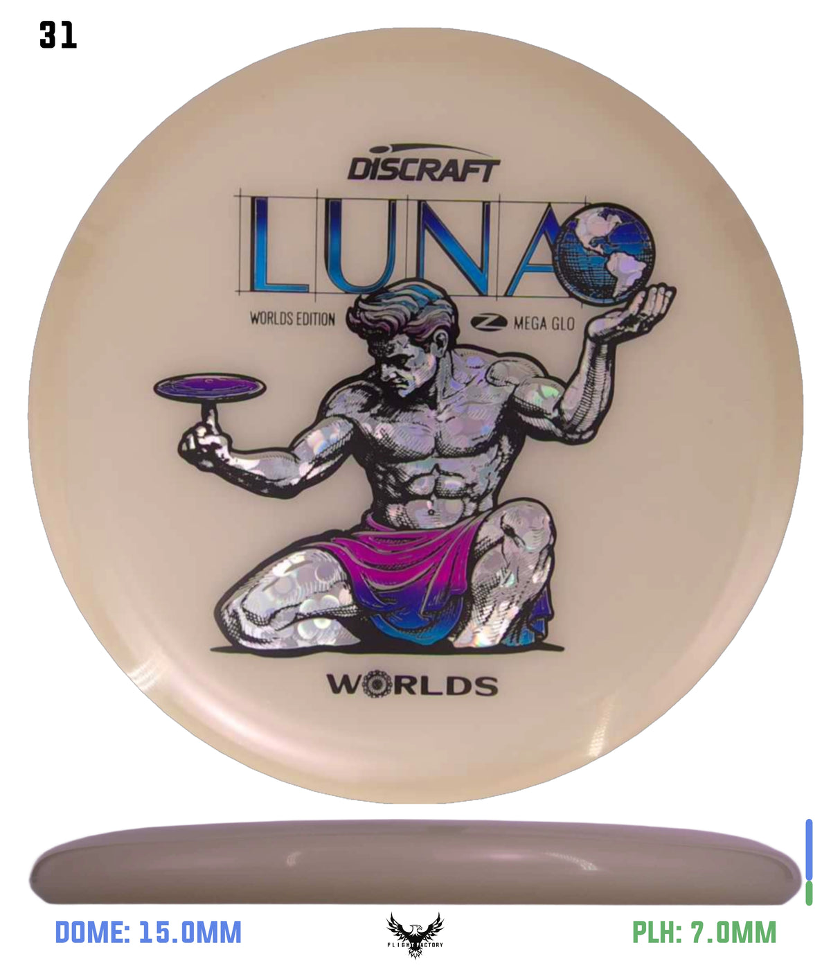 Discraft Paul McBeth Mega Glo Luna - "Spirit of Detroit" 2026 Worlds Edition